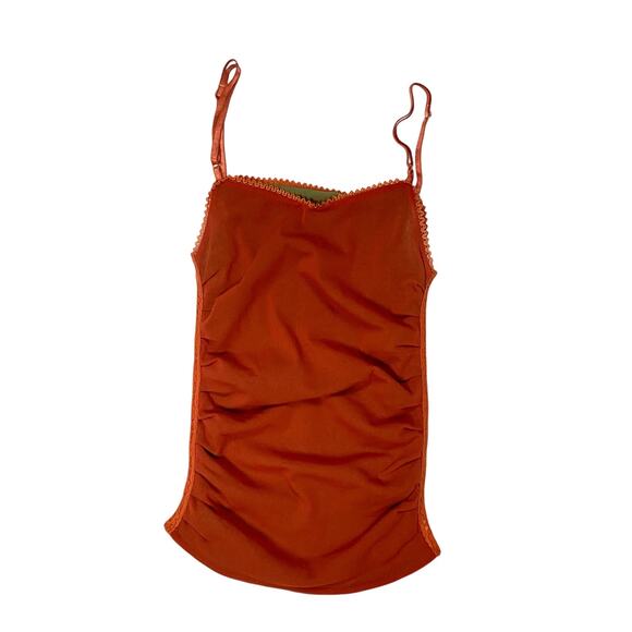 Orange Mesh Camisole W Ruched Detailing - Picture 1 of 5